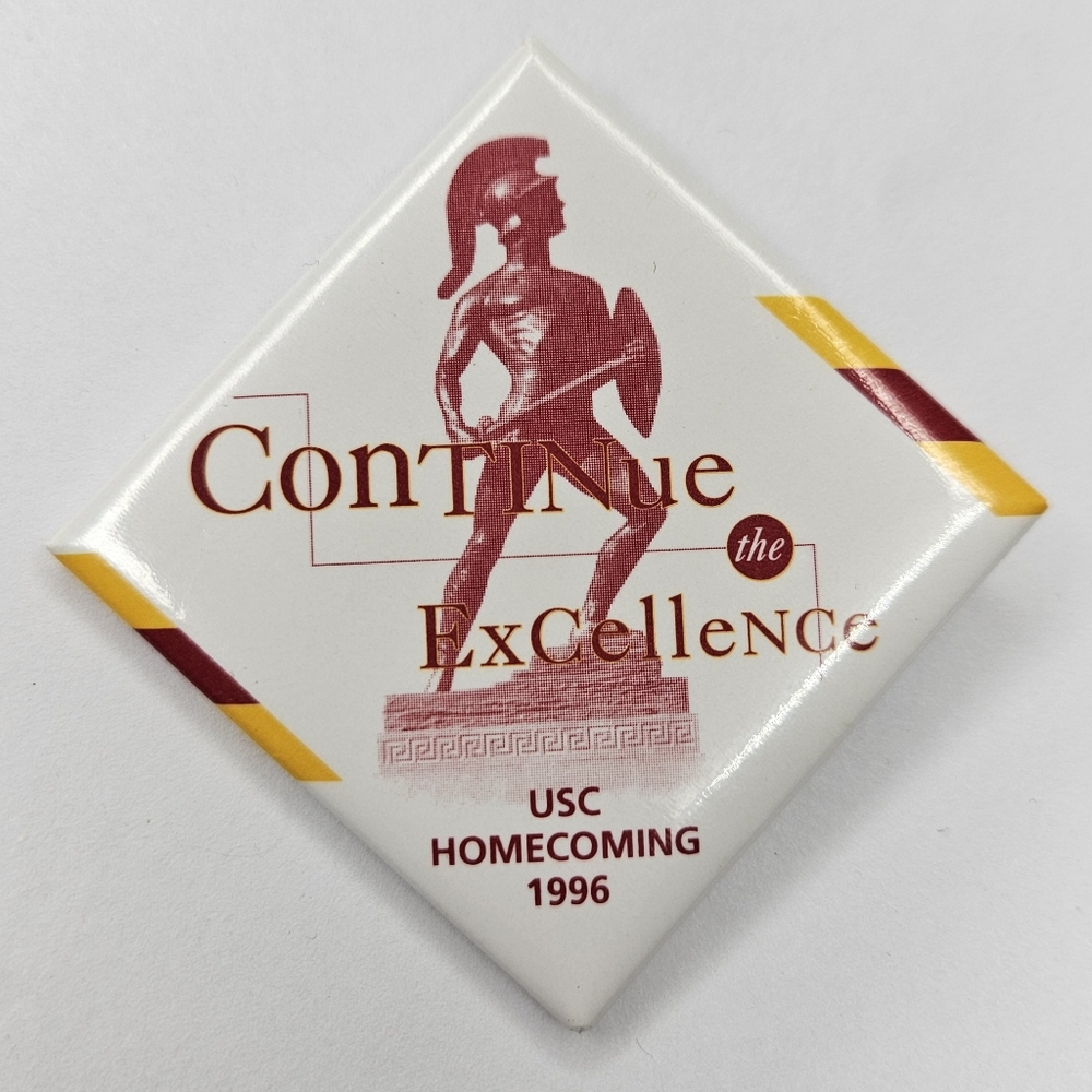 Vintage Button Pin 1996 USC Trojans Homecoming Football Pinback Tommy Trojan